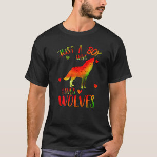 Nur ein Junge, der Wölfe liebt Wasserfarbe Süßer W T-Shirt