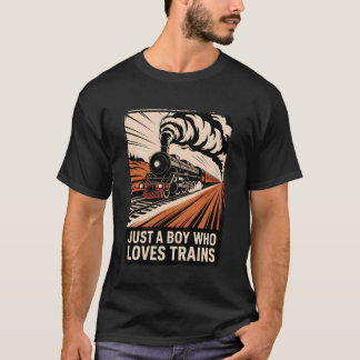Nur ein Junge, der Züge liebt, Liebhaber Kinder Lo T-Shirt
