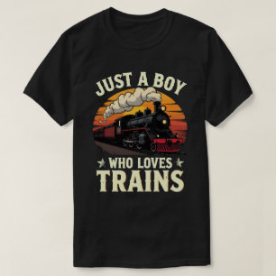 Nur ein Junge, der Züge vintage Zugliebhaber T-Shirt