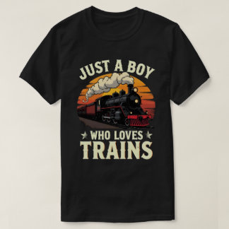 Nur ein Junge, der Züge vintage Zugliebhaber  T-Shirt