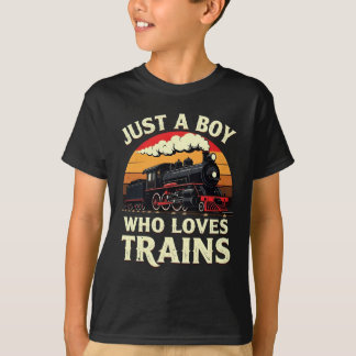 Nur ein Junge, der Züge vintage Zugliebhaber T-Shirt