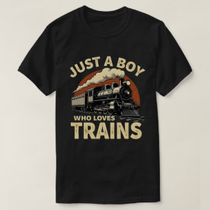 Nur ein Junge, der Züge vintage Zugliebhaber T-Shirt