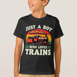 Nur ein Junge, der Züge vintage Zugliebhaber T-Shirt