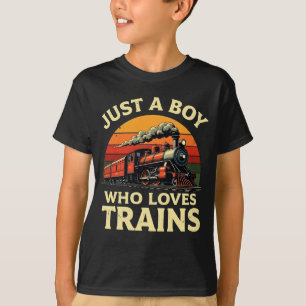 Nur ein Junge, der Züge vintage Zugliebhaber T-Shirt