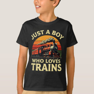 Nur ein Junge, der Züge vintage Zugliebhaber T-Shirt
