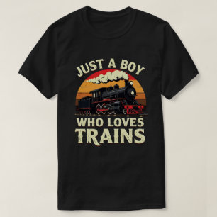 Nur ein Junge, der Züge vintage Zugliebhaber T-Shirt