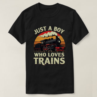 Nur ein Junge, der Züge vintage Zugliebhaber  T-Shirt