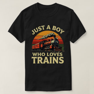 Nur ein Junge, der Züge vintage Zugliebhaber  T-Shirt