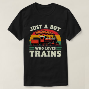 Nur ein Junge, der Züge vintage Zugliebhaber T-Shirt