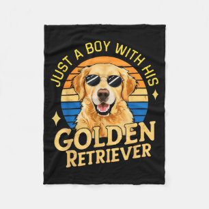 Nur Ein Junge Und Seine Golden Retriever Mädchen D Fleecedecke