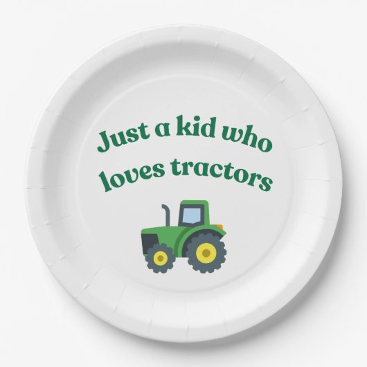 Nur ein Kind, das Traktoren Liebe - PapierTeller (Vorderseite)