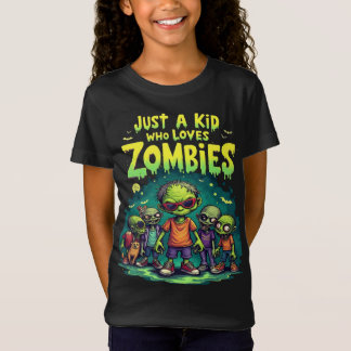 Nur ein Kind, das Zombies Cartoon Halloween liebt T-Shirt