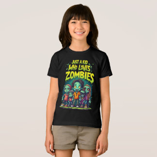 Nur ein Kind, das Zombies Cartoon Halloween liebt Tri-Blend Shirt