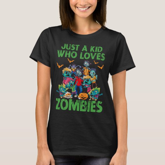 Nur ein Kind, das Zombies Halloween Zombie Enth Li T-Shirt (Vorderseite)