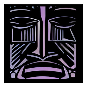 Nur ein kleiner schwarzer und violetter Tiki Poster