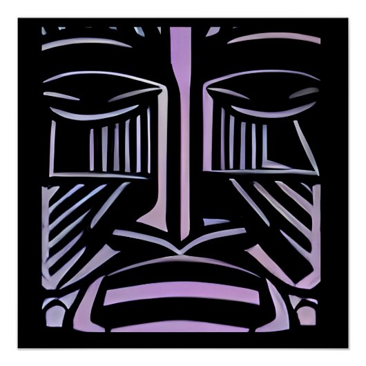 Nur ein kleiner schwarzer und violetter Tiki Poster (Vorderseite)