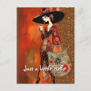 Nur ein kleines Hallo Kaffee und Tasche Postkarte