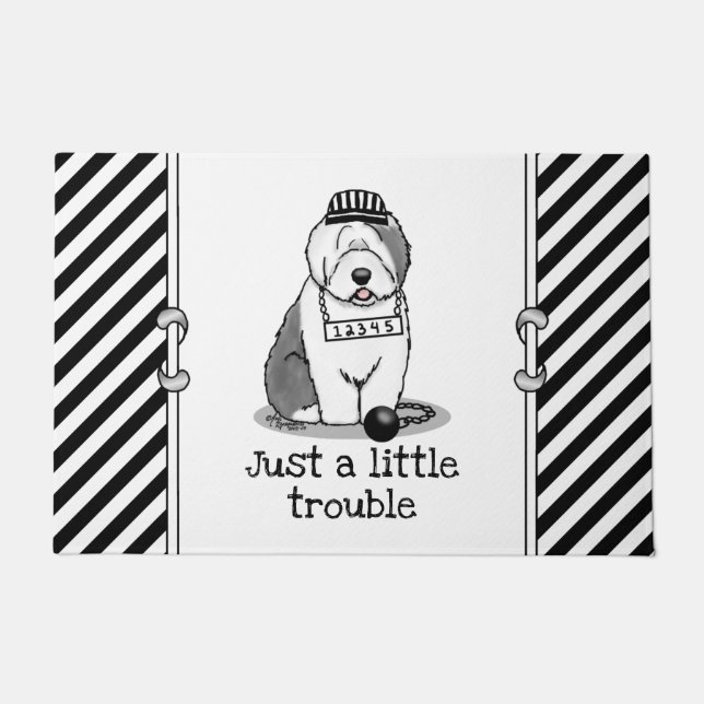 Nur ein kleines Problem Old English Sheepdog Gray  Fußmatte (Vorderseite)