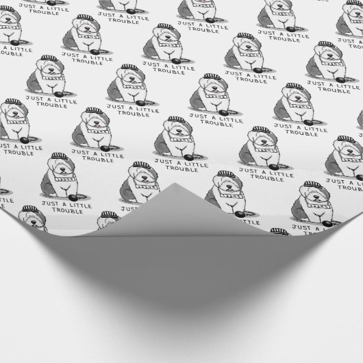 Nur ein kleines Problem Old English Sheepdog Gray Geschenkpapier (Ecke)