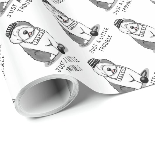 Nur ein kleines Problem Old English Sheepdog Gray Geschenkpapier (Rolleneckpunkt)