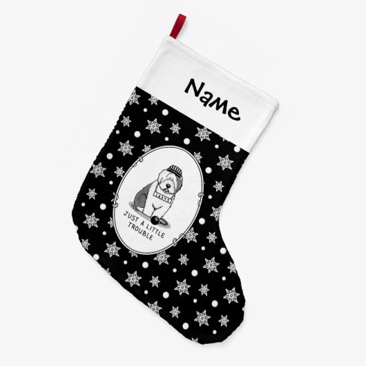 Nur ein kleines Problem Old English Sheepdog Gray Großer Weihnachtsstrumpf (Vorderansicht (hängend))