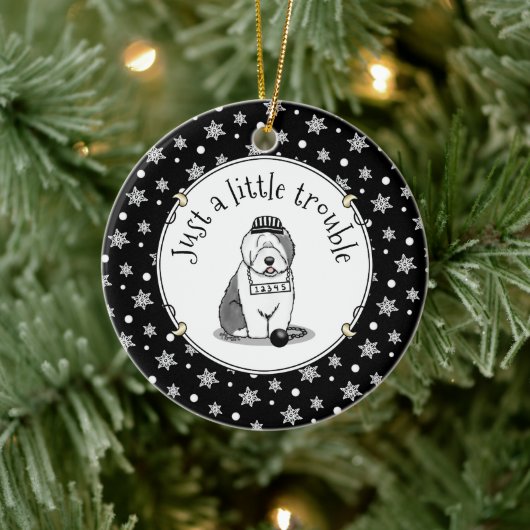 Nur ein kleines Problem Old English Sheepdog Gray Keramik Ornament (Baum)