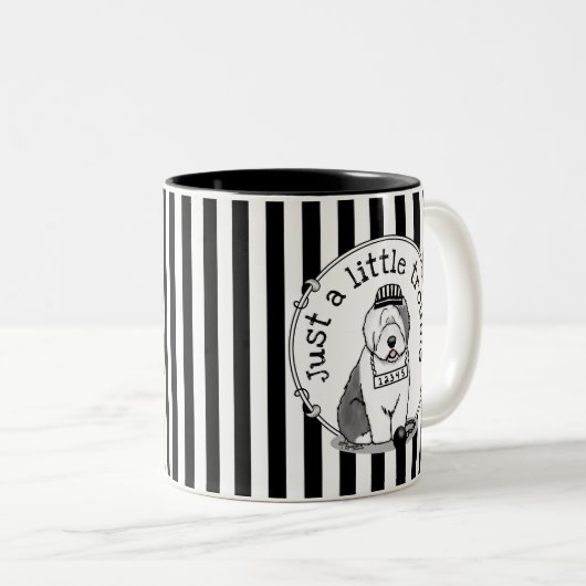 Nur ein kleines Problem Old English Sheepdog Gray Zweifarbige Tasse (VorderseiteRechts)