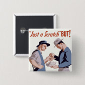"Nur ein Kratzer" Erste-Hilfe-Plakat Button (Vorne & Hinten)