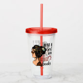 NUR EIN MÄDCHEN, buchen Sie Lover Floral Books Rea Acryltrinkbecher (Vorderseite)