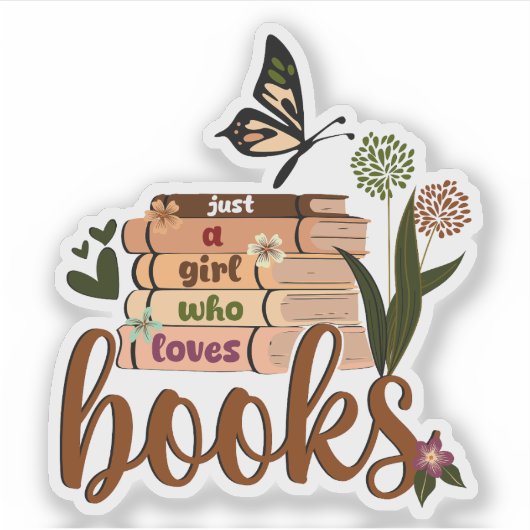 NUR EIN MÄDCHEN, buchen Sie Lover Floral Books Rea Aufkleber (Vorderseite)