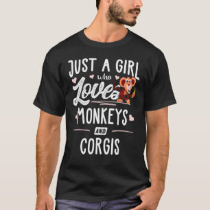 Nur ein Mädchen, das Affen und Corgis liebt Frauen T-Shirt