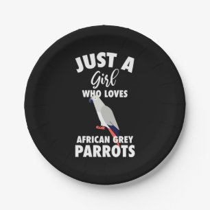Nur ein Mädchen, das Afrikanischen Grau Papagei Li Pappteller
