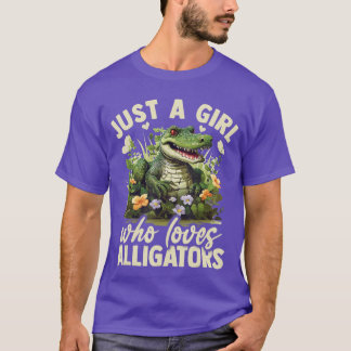 Nur ein Mädchen, das Alligator-Ästhetik-Blumen lie T-Shirt