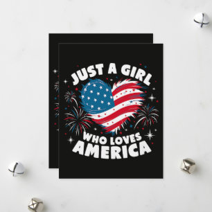 Nur ein Mädchen, das Amerika liebt Patriotisch 4. Feiertagskarte