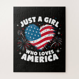 Nur ein Mädchen, das Amerika liebt Patriotisch Puzzle