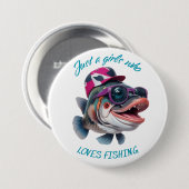 Nur ein Mädchen, das angeln Liebe Button (Vorne & Hinten)