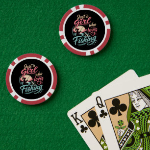 Nur ein Mädchen, das Angeln liebt Pokerchips