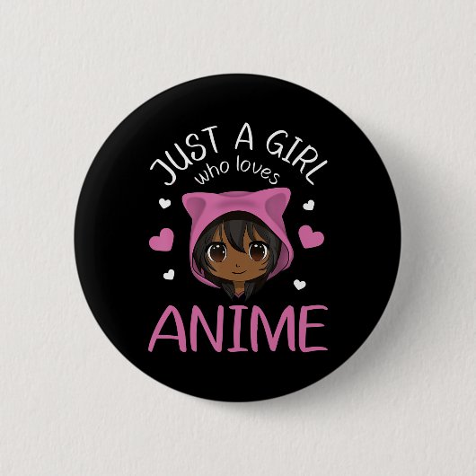 Nur ein Mädchen, das Anime African American Girls Button (Vorderseite)