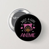 Nur ein Mädchen, das Anime African American Girls Button (Vorne & Hinten)