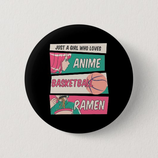 Nur ein Mädchen, das Anime Basketball Ramen Kawai Button (Vorderseite)