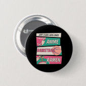 Nur ein Mädchen, das Anime Basketball Ramen Kawai  Button (Vorne & Hinten)