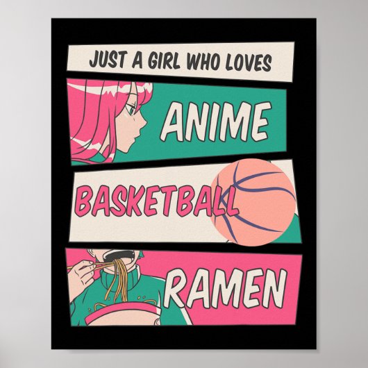 Nur ein Mädchen, das Anime Basketball Ramen Kawai Poster (Vorne)