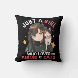 Nur ein Mädchen, das Anime & Cats Niedliche Gesche Kissen