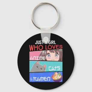 Nur ein Mädchen, das Anime Cats Ramen Lover Kawai Schlüsselanhänger