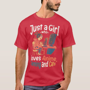 Nur ein Mädchen, das Anime Gaming & Cats Cool Ani  T-Shirt