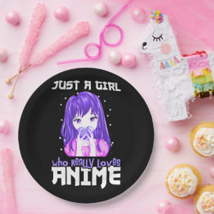 Nur ein Mädchen, das Anime in Lila wirklich liebt Pappteller