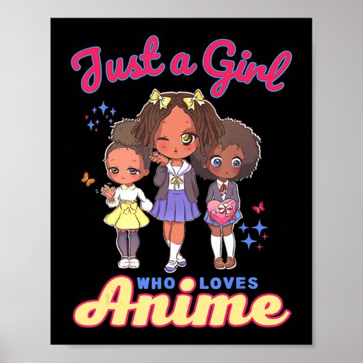 Nur ein Mädchen, das Anime Kawaii America Lieben Poster (Vorne)