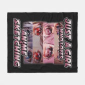 Nur ein Mädchen, das Anime Liebe und Japan skizzie Fleecedecke (Vorderseite (Horizontal))