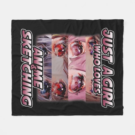 Nur ein Mädchen, das Anime Liebe und Japan skizzie Fleecedecke (Vorderseite (Horizontal))