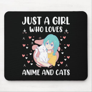 Nur ein Mädchen, das Anime Liebe und Katzen Niedli Mousepad